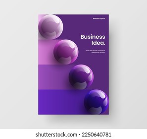 Fresh catalog cover A4 vector design illustration. Clean realistic balls booklet concept.