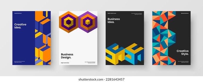 Fresh catalog cover design vector layout composition. Simple mosaic tiles flyer illustration collection.