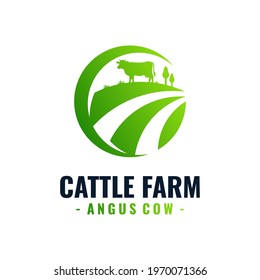 Fresh cattle farm logo template design.
