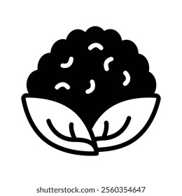 Fresh cauliflower icon, ideal for healthy eating and cooking,