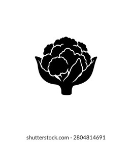 Fresh cauliflower silhouette vector flat design on white background.
