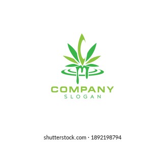  Diseño del logotipo del aceite de hoja del CBD fresco, diseño del logo del vector de hoja de cannabis, diseño del logo del lanzamiento de aceite de cannabis