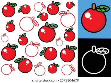 Fresh cerry fruit pattern design, eps 10, editable.