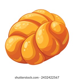 Fresh Challah Bread Vector Illustration on White Background