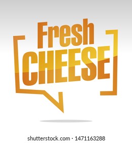Fresh Cheese in brackets speech orange white isolated sticker icon