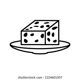 fresh cheese in dish isolated icon