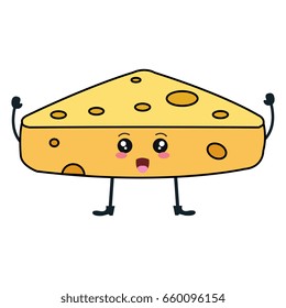 fresh cheese piece kawaii character