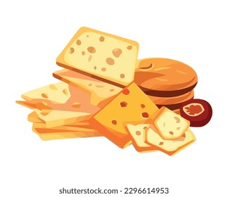 Fresh cheese slices with organic cheese isolated