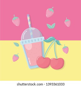 fresh cherries and strawberries fruits sorbet