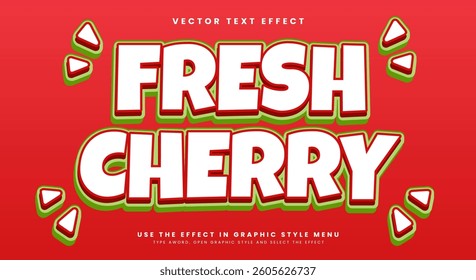 Fresh Cherry 3d editable text effect template suitable for sweet food products