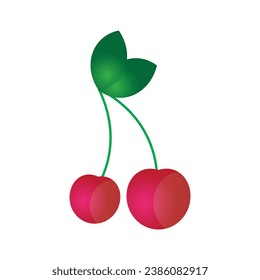 Fresh cherry clip art is suitable for fruit advertisements and lessons for children template vector eps 10
