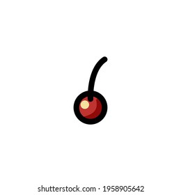 Fresh Cherry Fruit Color Outline Style Icon Logo Vector Illustration.
