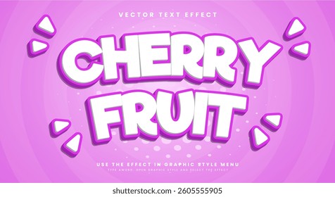 Fresh Cherry fruit editable text effect template suitable for fresh fruit theme