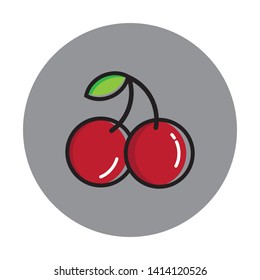 Fresh cherry fruit icon or logo flat and modern illustration for summer