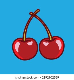 Fresh Cherry fruit vector illustration in pop color cartoon style, perfect for education illustration book for kid
