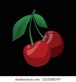 Fresh Cherry Fruit Vector Illustration Design