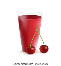 Fresh cherry and glass. Vector illustration