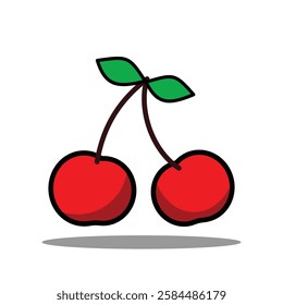fresh cherry illustration vector icon