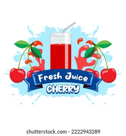 fresh cherry juice illustration, a simple vector design