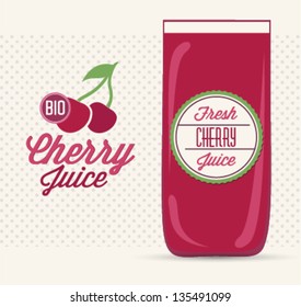 Fresh Cherry Juice Vector Illustration in Retro Style