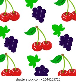 Fresh cherry pattern. Fruit isolated on white background