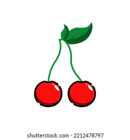 fresh cherry simple icon with outline