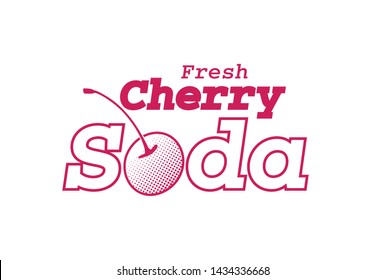 fresh cherry soda vector slogan