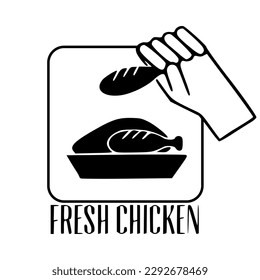 Fresh Chicken Banner. Template isolated on white background. 2D simple flat style graphic design. Can be used in the retail shop, supermarket, etc. Vector EPS10 