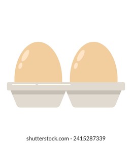 Fresh chicken eggs in box. chicken eggs vector isolated on white background.