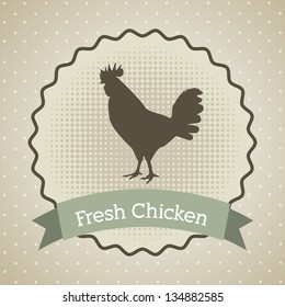 fresh chicken label over beige background. vector illustration