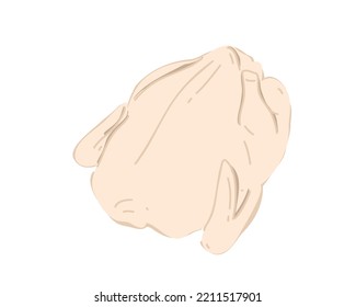 Fresh chicken meat carcass on a white background. Flat style vector illustration