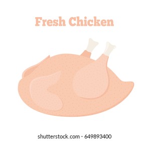 Fresh chicken, tasty fast food. Whole meat, made in cartoon flat style.
