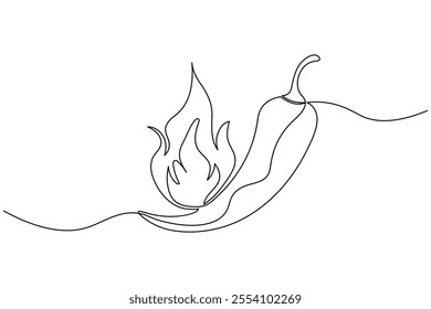 Fresh Chili continuous line drawing of isolate outline simple vector icon