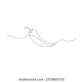 Fresh chili pepper continuous line drawing. white background, simple vector