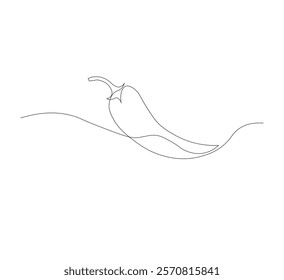 Fresh chili pepper continuous line drawing. white background, simple vector