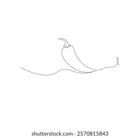 Fresh chili pepper continuous line drawing. white background, simple vector