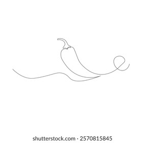 Fresh chili pepper continuous line drawing. white background, simple vector