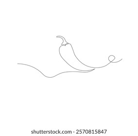 Fresh chili pepper continuous line drawing. white background, simple vector