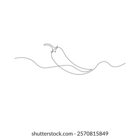 Fresh chili pepper continuous line drawing. white background, simple vector