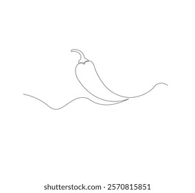 Fresh chili pepper continuous line drawing. white background, simple vector