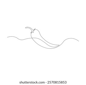 Fresh chili pepper continuous line drawing. white background, simple vector