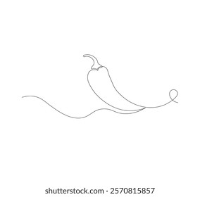 Fresh chili pepper continuous line drawing. white background, simple vector