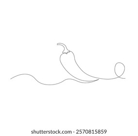 Fresh chili pepper continuous line drawing. white background, simple vector