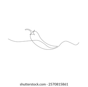 Fresh chili pepper continuous line drawing. white background, simple vector