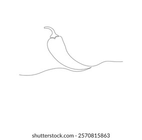 Fresh chili pepper continuous line drawing. white background, simple vector