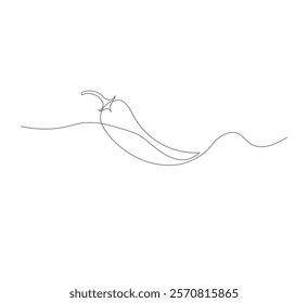 Fresh chili pepper continuous line drawing. white background, simple vector