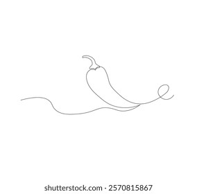 Fresh chili pepper continuous line drawing. white background, simple vector