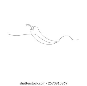 Fresh chili pepper continuous line drawing. white background, simple vector