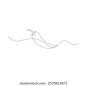 Fresh chili pepper continuous line drawing. white background, simple vector