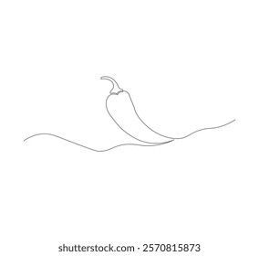 Fresh chili pepper continuous line drawing. white background, simple vector